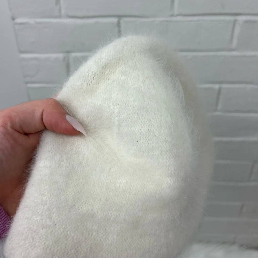 Vintage Angora Cream Knit Hat